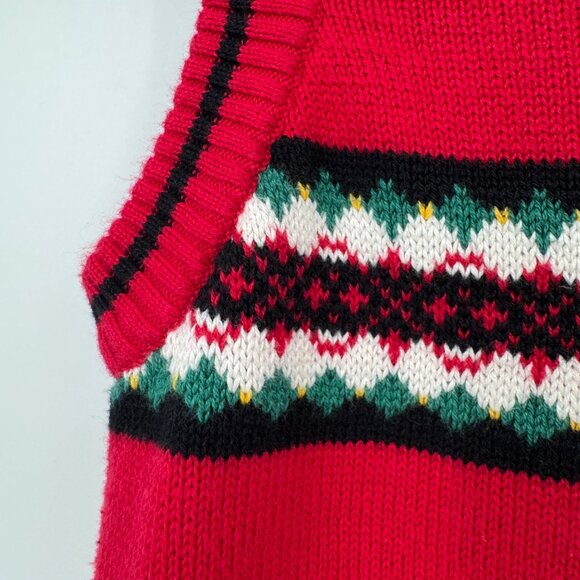 Hanna Andersson Red Vest Nordic Sweater Cotton Pullover Navy Trim Size 140  10 - Picture 4 of 9